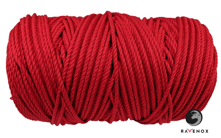 Ravenox Natural Twisted Cotton Rope | (Red)(1/2 inch x 10 Feet) | Made in The USA | Strong Triple-Strand Rope for Sports D Cor Pet Toys Crafts