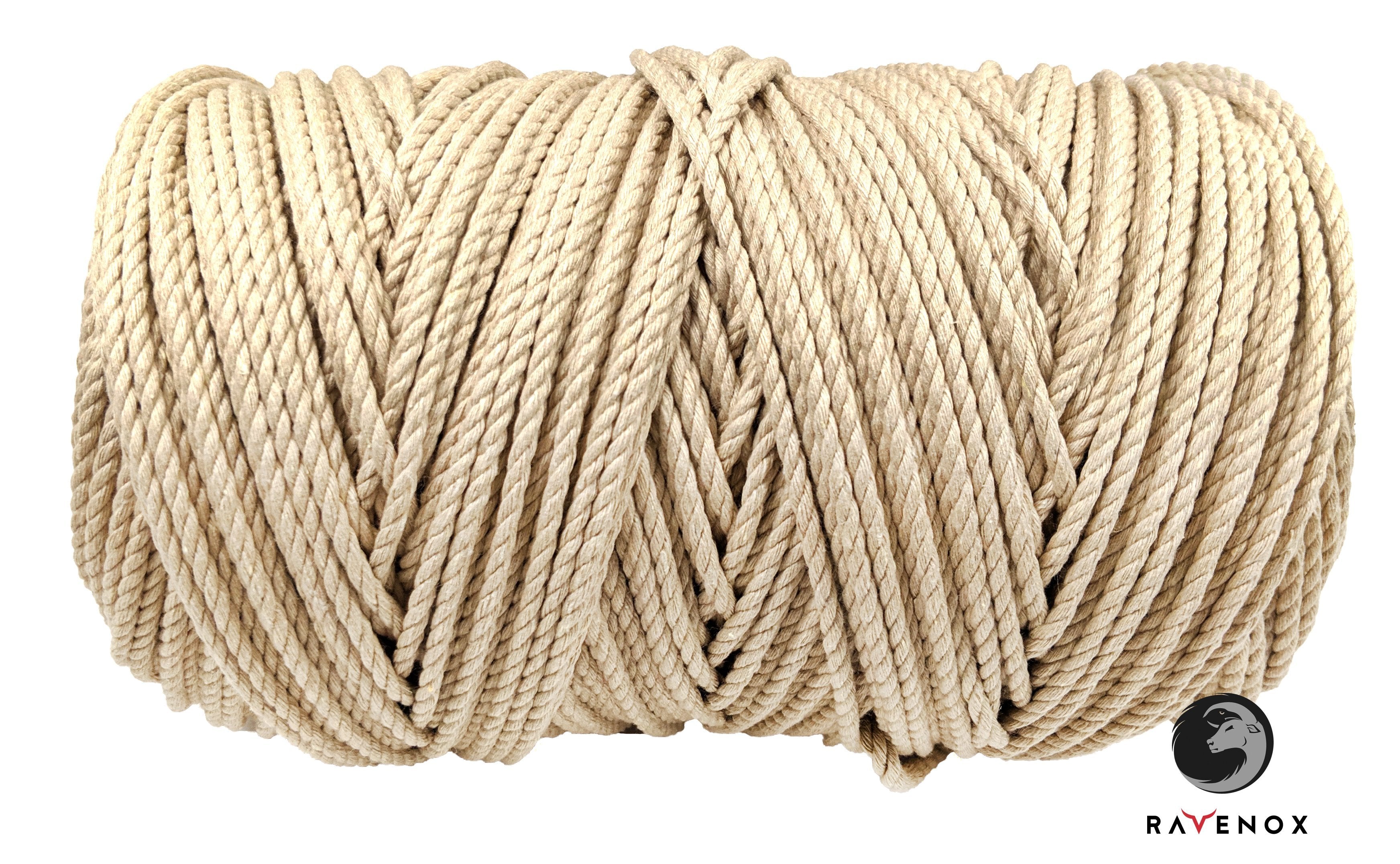 Ravenox Tan Cotton Macramé Cord | Natural Cord for Macramé Projects 3 mm x 16 Yards
