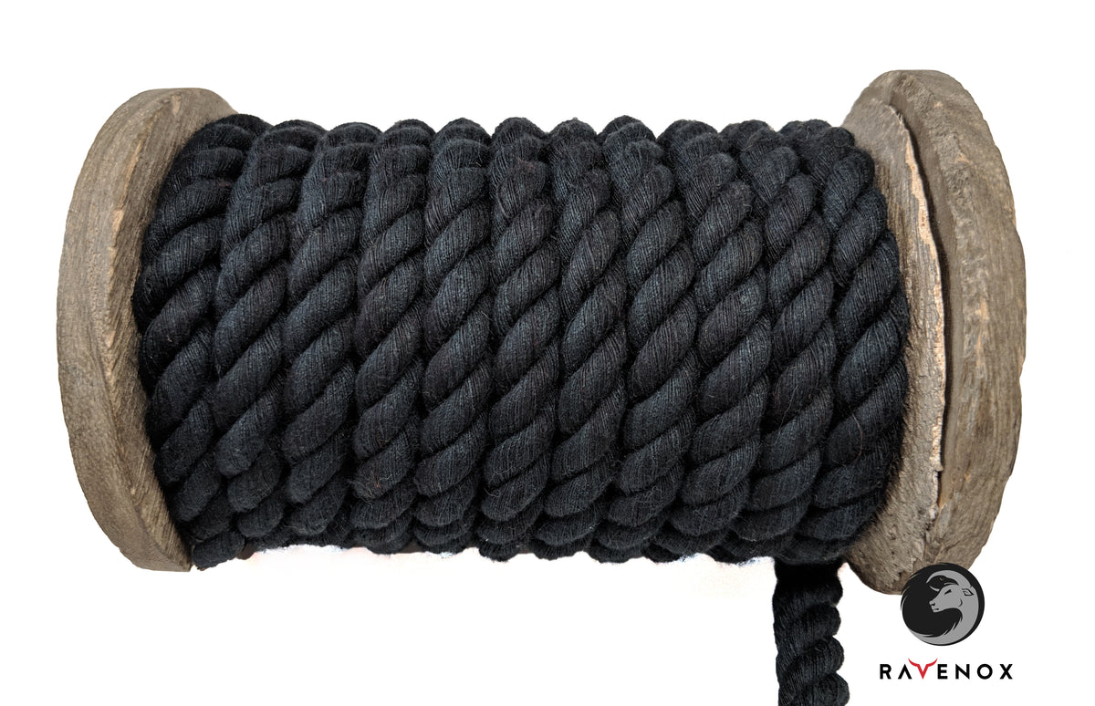 Cotton Half Inch Rope Black Twisted Cotton Rope for Crafts & Decor | Ravenox