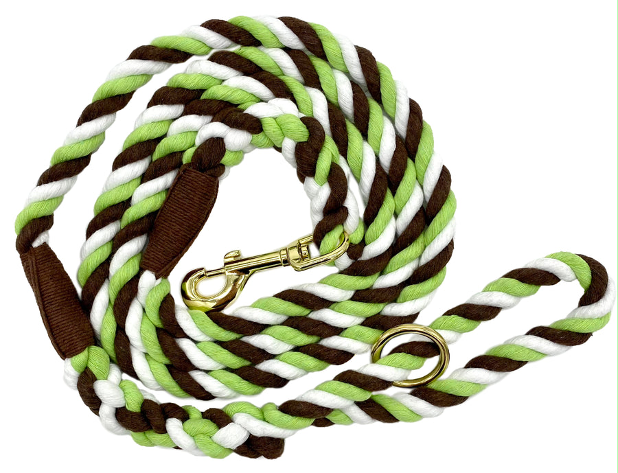 Ravenox Twisted Cotton Rope Dog Leash Walking Dogs Lead Lines Puppies Training Lime Green Brown White (6132388659400)