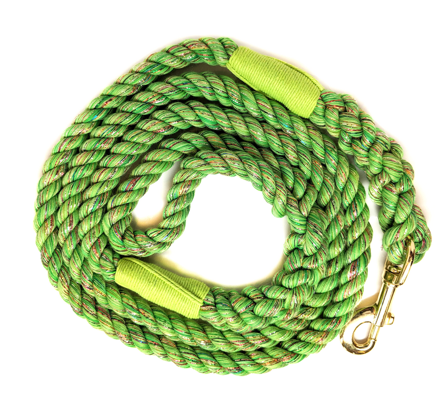 Ravenox Twisted Cotton Rope Dog Leash Walking Dogs Lead Lines Puppies Training Lime Green Glitter (6132388659400)