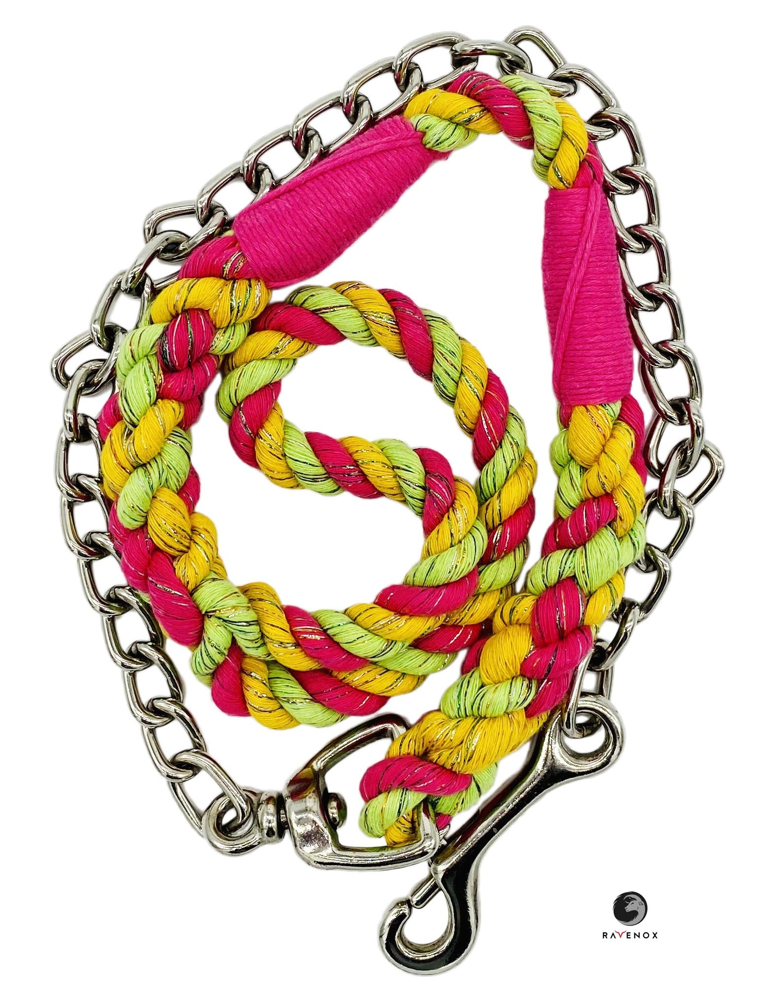 Handmade Cotton Dog Leash with Chain (4459557486682)