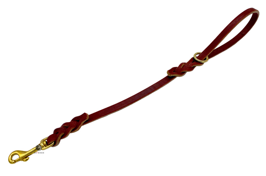 Braided Leather Dog Leash 18-inch Short Traffic Lead -Made in