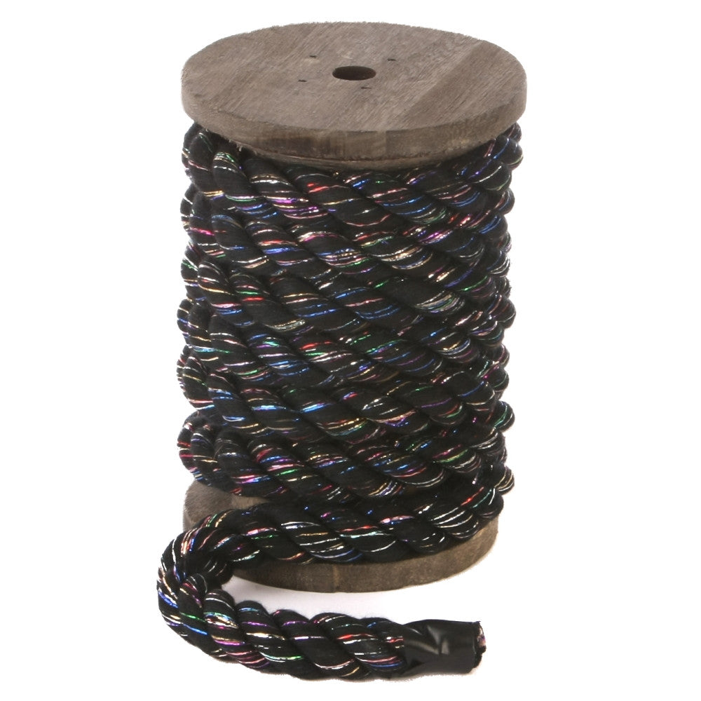 Ravenox Glitter Twisted Cotton Rope | Black Cord with Sparkles