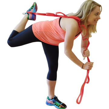 Ravenox Yoga Strap for Stretching and Flexibility in Red Being Used by Fitness Woman  (683212609)