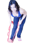 Ravenox Yoga Strap for Stretching and Flexibility in Red Being Demonstrated By Woman Stretching in Fitness Gear (683212609)