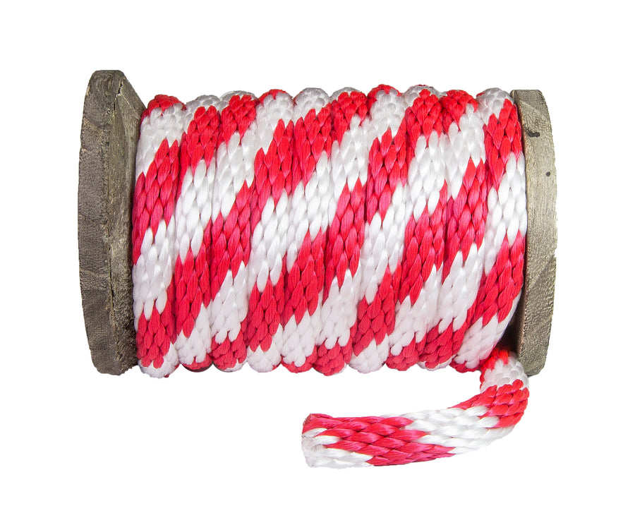 Solid Braid Polypropylene Utility Rope (Red & White) (384216170536)