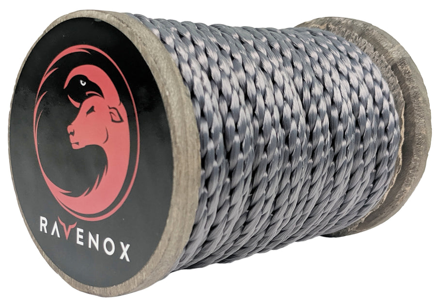 Ravenox Solid Braid Polyester Rope | Made in the USA, Grey Cord