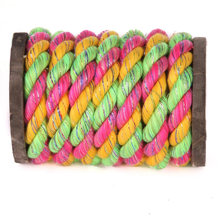 Ravenox Colorful Twisted Cotton Rope | Soft Glitter Cotton Rope Glitter Pink, Gold & Lime / 1/2-Inch x 25-Feet